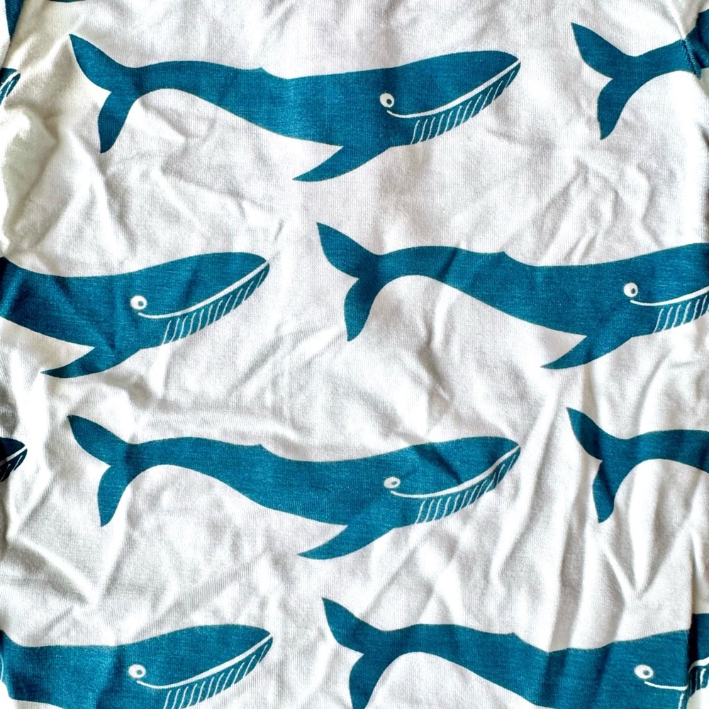 Kickee Pants Whale Print Bamboo Pajamas Fresh Air Blue 18-24M NWOT 2 Piece - Picture 6 of 6